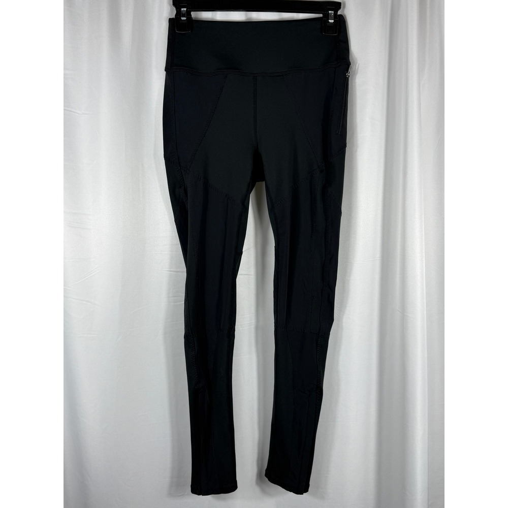 Free People FP Movement Black Athletic Leggings Mesh Panels Zip Pocket Women's S